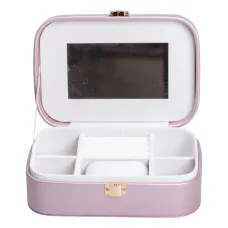 Шкатулка-органайзер для украшений из экокожи с накидным замком 20х14х7 см, лаванда