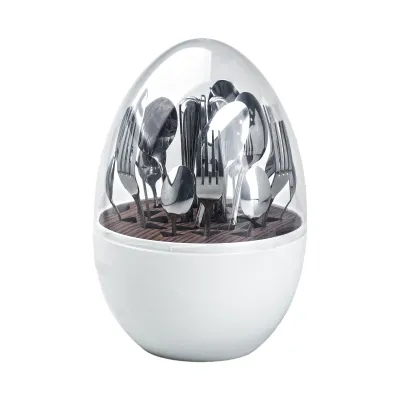 Набор столовых приборов из нержавеющей стали 24 штуки хромированных, белый