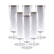 Набор бокалов для шампанского фигурных ребристых 6 штук по 300 мл