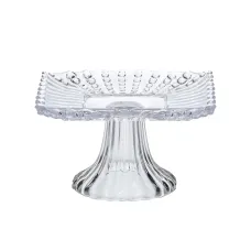 Тортовница на ножке из толстого стекла 16*16*9 см