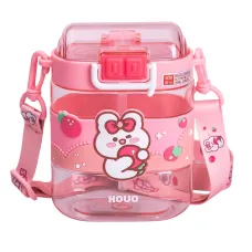 Детская бутылочка для воды Sweet 560 мл с ремешком, розовый