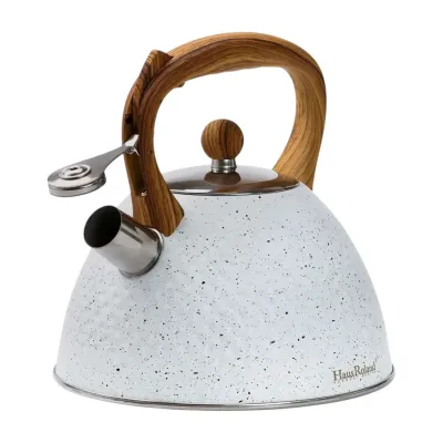 Чайник із свистком Haus Roland із нержавіючої сталі, білий
