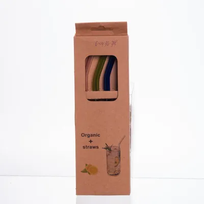 Набор стеклянных соломинок 19,5 см 3 штуки + щеточка, разные цвета