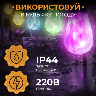 Ретро-гирлянда уличная 10 LED длина 5 метров, мультиколор