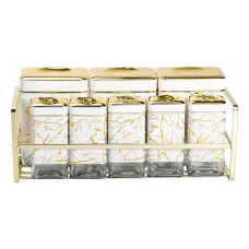 Набор емкостей для хранения 8 штук по 650/150 мл на металлической подставке, белый