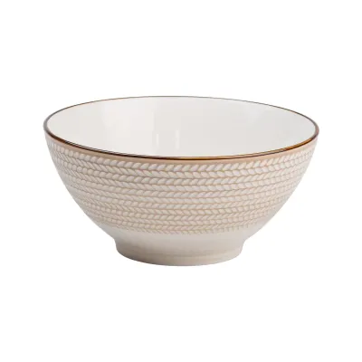 Тарелка фарфоровая глубокая 20,5 см в стиле ретро, белый