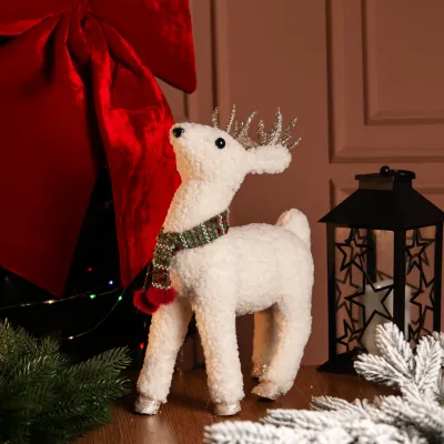 Новогодняя фигурка Оленёнок с серебряными рогами 22*9*30 см Новогодняя фигурка Оленёнок с серебряными рогами 22*9*30 см