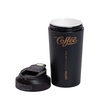 Термокружка Coffee 480 мл с керамической колбой, черный