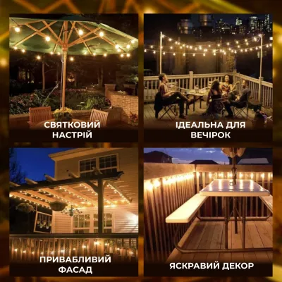 Ретро-гирлянда уличная 10 LED длина 5 метров, имитация огня Ретро-гирлянда уличная 10 LED длина 5 метров, имитация огня