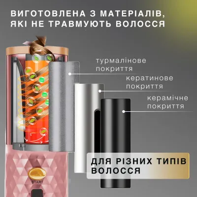 Автоматическая плойка-стайлер беспроводная, розовый