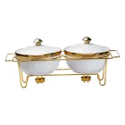 Мармитница фарфоровая на 2 секции по 1 л, золото