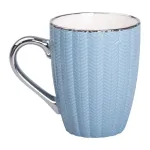 Чашка порцелянова 400 мл зі сріблястою ручкою, блакитний Чашка порцелянова 400 мл зі сріблястою ручкою, блакитний