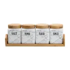 Набір банок для сипучих продуктів 4 штуки по 300 мл з бамбуковою кришкою