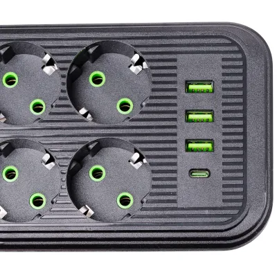 Сетевой фильтр-удлинитель ONE 8 розеток 4 USB 4,8 метра, черный