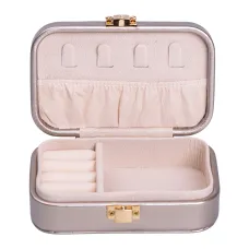 Шкатулка-органайзер для украшений из экокожи с накидным замком 12х7,5х4 см, серебряный