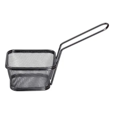 Кошик сервірувальний для фрі та снеків 10,5*9*5.5 см з гальванічним покриттям, чорний