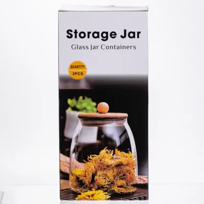 Набор банок для сыпучих продуктов 3 штуки 0.5/0.8/1 л с бамбуковыми крышками Набор банок для сыпучих продуктов 3 штуки 0.5/0.8/1 л с бамбуковыми крышками