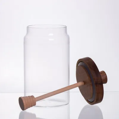 Медовница стеклянная с бамбуковой крышкой 900 мл Медовница стеклянная с бамбуковой крышкой 900 мл