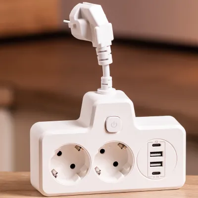 Мережевий фільтр-розгалужувач SNAILS 2 розетки LED 4 USB 8 см, білий