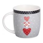 Чашка фарфоровая I love you 400 мл, серый с красным