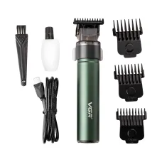 Триммер для стрижки VGR V-186 аккумуляторный с насадками, зеленый металлик