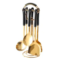 Набір кухонного приладдя 6 штук на підставці, чорний