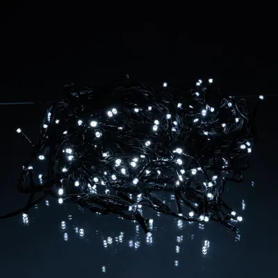 Гірлянда Бахрома вулична 200 LED 12 м від мережі чорна нитка, білий