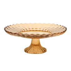 Фруктовница на ножке стеклянная 29 см, коричневый