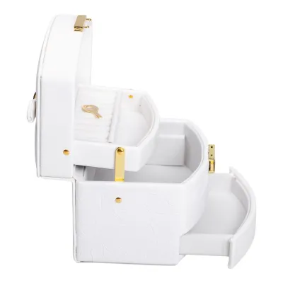 Кейс-шкатулка для украшений с замком 15,5х11,5х11,5 см из экокожи, белый