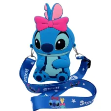 Сумочка-кошелек Стич силиконовая на молнии 13*9*2,5 см, синий