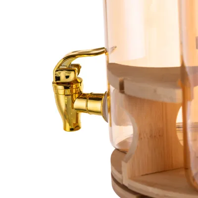 Диспенсер для напоїв потрійний 5,5 л на бамбуковій підставці Диспенсер для напоїв потрійний 5,5 л на бамбуковій підставці