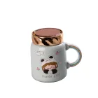 Кружка фарфоровая 420 мл Cute girl с крышкой, бирюзовый