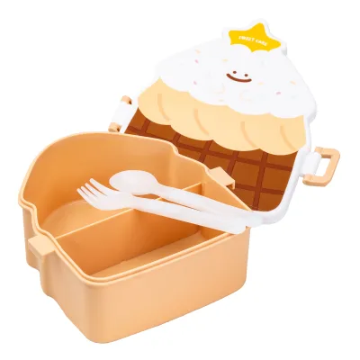 Ланч-бокс детский со столовыми приборами Cake 20*18*8 см, шоколад Ланч-бокс детский со столовыми приборами Cake 20*18*8 см, шоколад