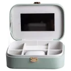 Шкатулка-органайзер для украшений из экокожи с накидным замком 20х14х7 см, оливковый