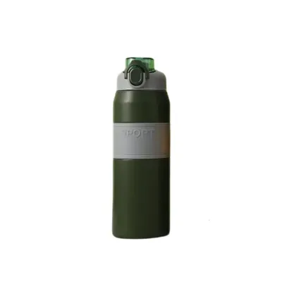 Термос Sport 800 мл з мундштуком і ручкою, зелений