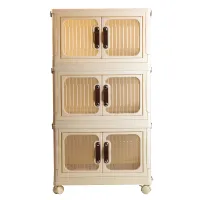 Шафа-органайзер пластикова складана 47*29*87 см на коліщатах, бежевий