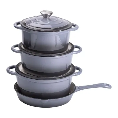 Набор посуды для приготовления чугунный 2/3/4/1 л, серый