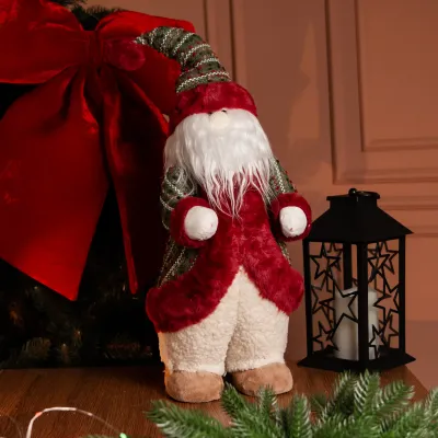 Новорічна фігурка Скандинавський Санта текстильна 23*23*66 см, червоний Новорічна фігурка Скандинавський Санта текстильна 23*23*66 см, червоний