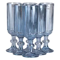 Набор бокалов для шампанского 6 штук по 160 мл, голубой