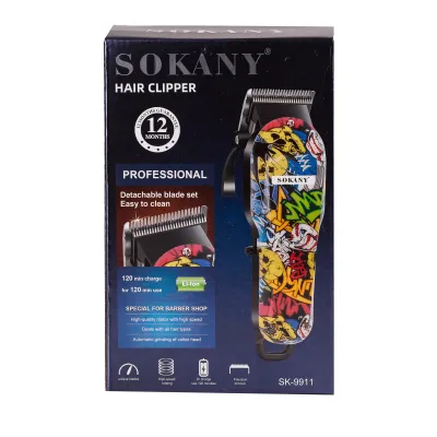 Машинка для стрижки волос Sokany SK-9911 аккумуляторная с насадками, граффити Машинка для стрижки волос Sokany SK-9911 аккумуляторная с насадками, граффити