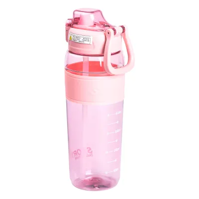 Бутылочка для воды Sports 800 мл с трубочкой, розовый