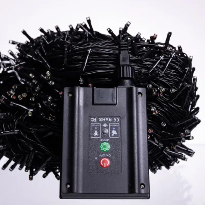 Гірлянда Нитка вулична 1000 LED 100 м на сонячній батареї чорна, мультиколор