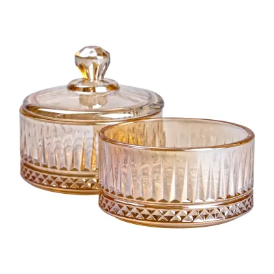 Цукерниця дворівнева з кришкою скляна ребриста, коричневий