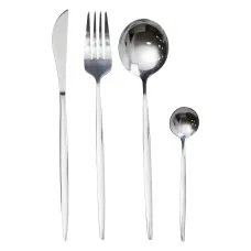 Набор столовых приборов 24 предмета на 6 персон, матовый хром
