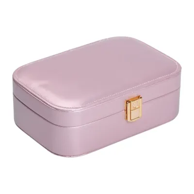 Шкатулка-органайзер для украшений из экокожи с накидным замком 20х14х7 см, лаванда