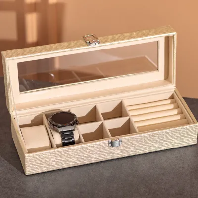 Скринька-органайзер для прикрас із екошкіри на защіпці 31*11*8 см, бежевий