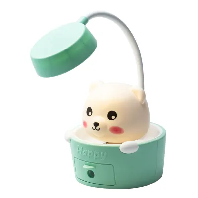 Детская настольная лампа Cute Pets с точилкой для карандашей, бирюзовый Детская настольная лампа Cute Pets с точилкой для карандашей, бирюзовый