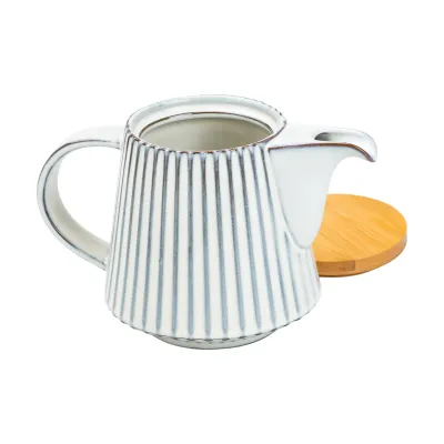 Чайник заварочный фарфоровый с бамбуковой крышкой 850 мл, белый Чайник заварочный фарфоровый с бамбуковой крышкой 850 мл, белый