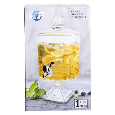 Лимонадниця скляна Glass на 4.5 л на квадратній ніжці Лимонадниця скляна Glass на 4.5 л на квадратній ніжці