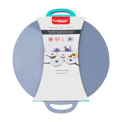 Крышка для посуды силиконовая универсальная диаметром 23 см, серый Крышка для посуды силиконовая универсальная диаметром 23 см, серый